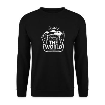 EXPLOREZ LE MONDE NATURE TERRE EN DISANT MOTIFS CADEAU - Sweat-shirt Unisexe - noir - Devant - Alina (178cm) & Michal (187cm)