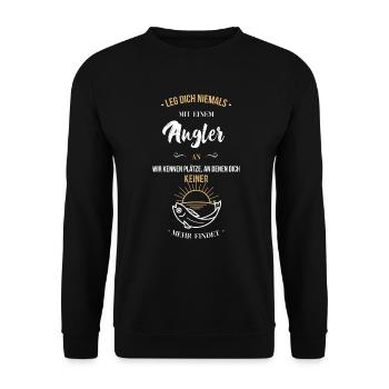 Geschenk für Angler / Fischer - alter Mann - Unisex Pullover - Schwarz - Vorne - Alina (178cm) & Michal (187cm)