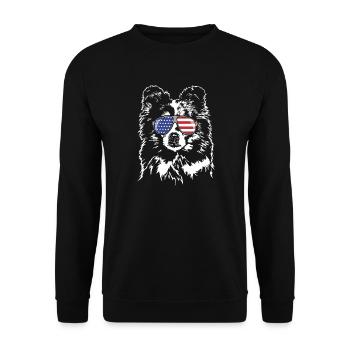 Shetland Sheepdog America Flag Dogs Wilsigns - Unisex Sweatshirt - black - Front - Alina (178cm) & Michal (187cm)