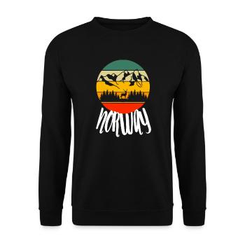 Retro Norway Nature - Unisex Sweatshirt - black - Front - Alina (178cm) & Michal (187cm)