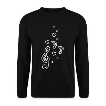 Notes de musique paillettes musique coeur clef - Sweat-shirt Unisexe - noir - Devant - Alina (178cm) & Michal (187cm)