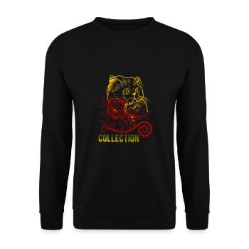 Cat - Unisex Pullover - Schwarz - Vorne - Alina (178cm) & Michal (187cm)