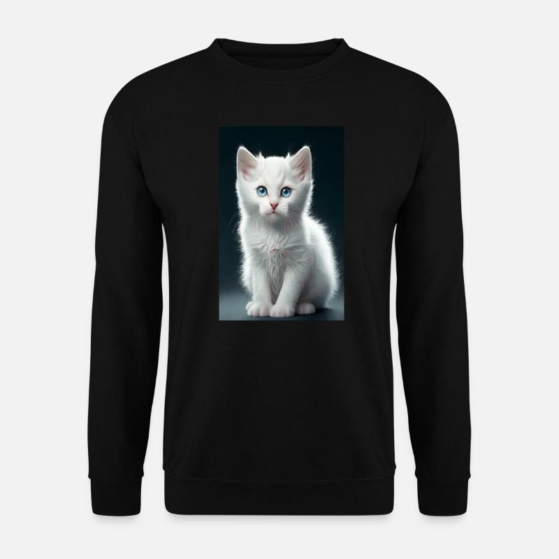 White kitten - Unisex Sweatshirt - black