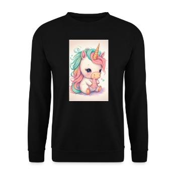 Bébé licorne - Sweat-shirt Unisexe - noir - Devant - Alina (178cm) & Michal (187cm)