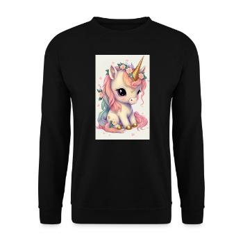 Baby Einhorn in voller Blüte - Unisex Pullover - Schwarz - Vorne - Alina (178cm) & Michal (187cm)