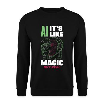 Ai c’est comme de la magie mais de l’informatique réelle - Sweat-shirt Unisexe - noir - Devant - Alina (178cm) & Michal (187cm)