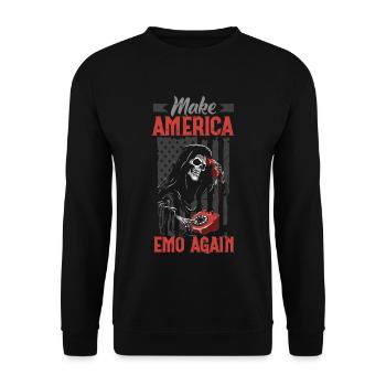 Emoticon Make America Emo Again Emocore Aesthetic - Unisex Pullover - Schwarz - Vorne - Alina (178cm) & Michal (187cm)