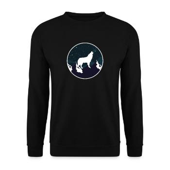 WOLF mountain gift - Unisex Sweatshirt - black - Front - Alina (178cm) & Michal (187cm)