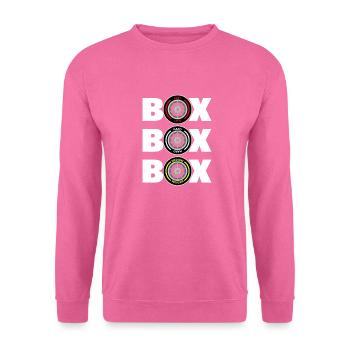BOX BOX BOX - White Text - Unisex Sweatshirt - pink - Front