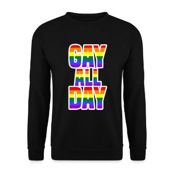 Gay All Day - Unisex Sweatshirt - black - Front - Alina (178cm) & Michal (187cm)