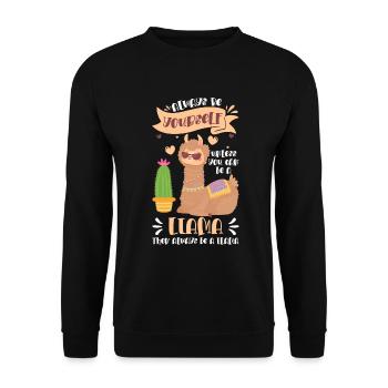 Lama Lamas Tier Weich - Unisex Pullover - Schwarz - Vorne - Alina (178cm) & Michal (187cm)