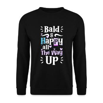 Glatzkopf Haarlos Haarschnitt - Unisex Pullover - Schwarz - Vorne - Alina (178cm) & Michal (187cm)