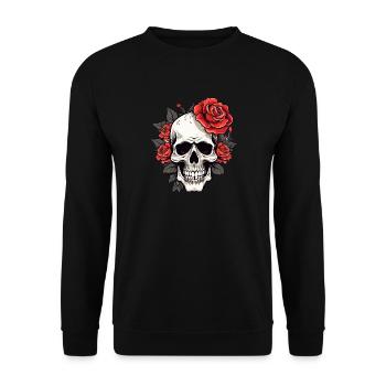 Gothique tête de mort Roses Art de la mode graphique - Sweat-shirt Unisexe - noir - Devant - Alina (178cm) & Michal (187cm)