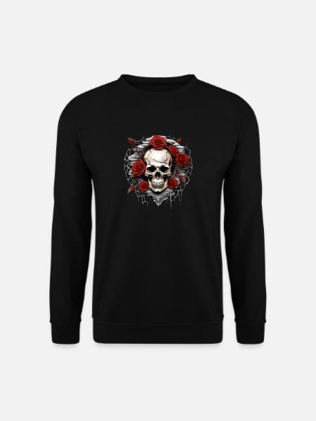 Crâne gothique et Roses Art mode graphique - Sweat-shirt Unisexe - noir
