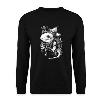 Steampunk Axolotl niedliche Tiere Kind Fantasy - Unisex Pullover - Schwarz - Vorne - Alina (178cm) & Michal (187cm)