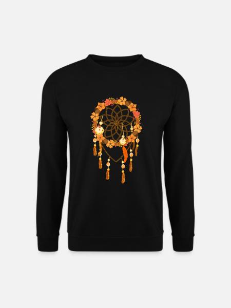 Vintage Blumen Schmuck Geschenk Boho Traumfänger - Unisex Pullover - Schwarz