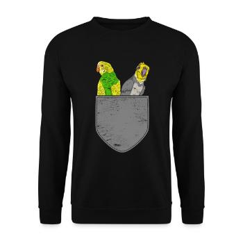Oiseau Amoureux Cadeau Mignon Poitrine Sac Perruche - Sweat-shirt Unisexe - noir - Devant - Alina (178cm) & Michal (187cm)