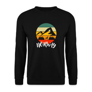 Norwegischer Wald Hirsch Retro Norwegen Natur - Unisex Pullover - Schwarz - Vorne - Alina (178cm) & Michal (187cm)
