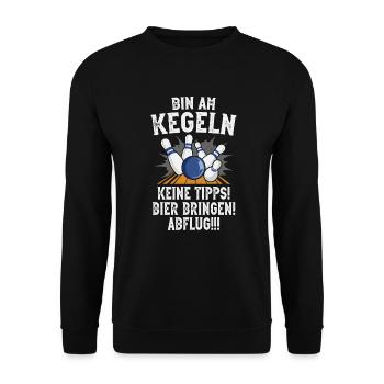 Kegeln Kegler Kegel Sportkegler Bier Kegelclub - Unisex Pullover - Schwarz - Vorne - Alina (178cm) & Michal (187cm)