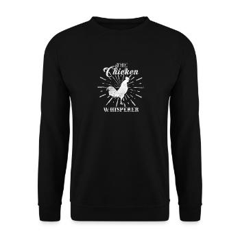 The Chicken Whisperer Shirt Geschenk Hahn Huhn - Unisex Pullover - Schwarz - Vorne - Alina (178cm) & Michal (187cm)