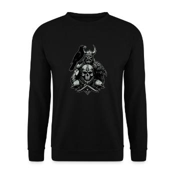 Viking avec épée et corbeau sur le crâne - Sweat-shirt Unisexe - noir - Devant - Alina (178cm) & Michal (187cm)