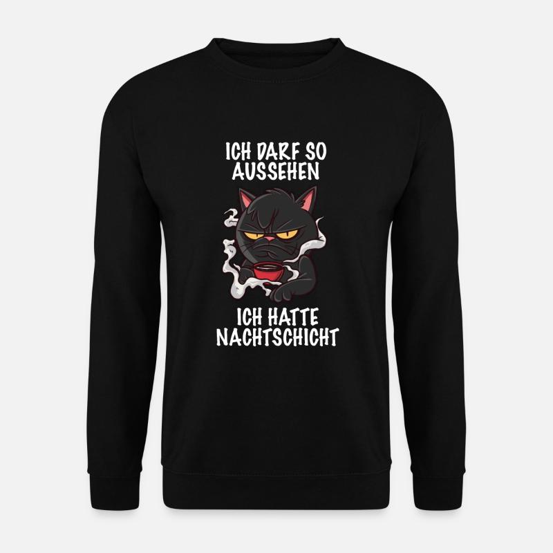 Ich darf so aussehen ich hatte Nachtschicht Kaffee - Unisex Pullover - Schwarz
