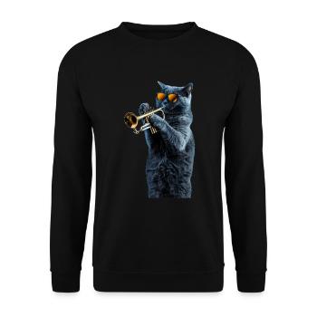 Russian Blue Trompete - Unisex Pullover - Schwarz - Vorne - Alina (178cm) & Michal (187cm)