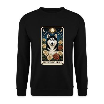 Sibirischer Husky - Unisex Pullover - Schwarz - Vorne - Alina (178cm) & Michal (187cm)