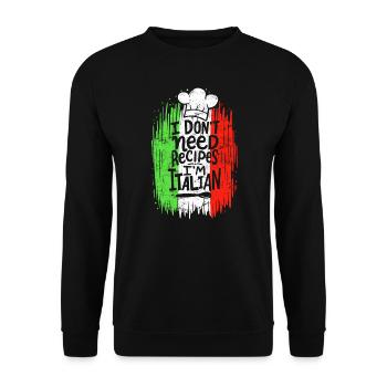 Je n’ai pas besoin de recettes Je suis chef cuisinier italien Cuisinier Cuisinier - Sweat-shirt Unisexe - noir - Devant - Alina (178cm) & Michal (187cm)