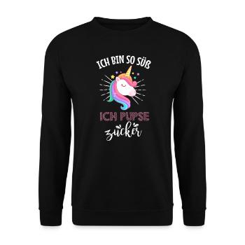 Ich bin so süß - Ich pupse Zucker - Unisex Pullover - Schwarz - Vorne - Alina (178cm) & Michal (187cm)