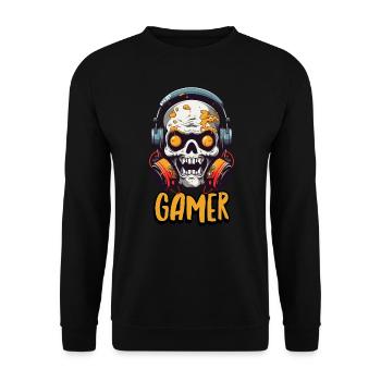 Gamer Skull - Unisex Sweatshirt - black - Front - Alina (178cm) & Michal (187cm)