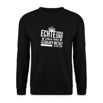 Heavy Metal Frau, Heavy Metal - Unisex Pullover - Schwarz - Vorne - Alina (178cm) & Michal (187cm)