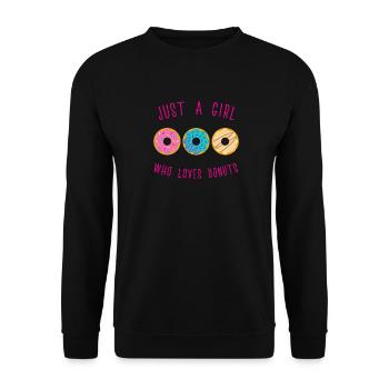 Just A Girl Who Loves Donuts Shirt Geschenk Donut - Unisex Pullover - Schwarz - Vorne - Alina (178cm) & Michal (187cm)