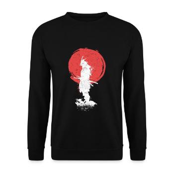 Samurai Design für Herren & Damen Geschenk Ronin - Unisex Pullover - Schwarz - Vorne - Alina (178cm) & Michal (187cm)