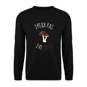 Ich kann nicht, ich habe Steinpilze - Unisex Pullover - Schwarz - Vorne - Alina (178cm) & Michal (187cm)