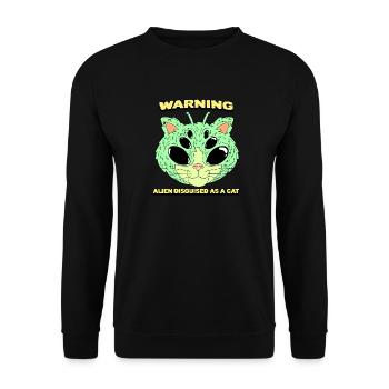 Warnung! Alien verkleidet als Katze - Unisex Pullover - Schwarz - Vorne - Alina (178cm) & Michal (187cm)