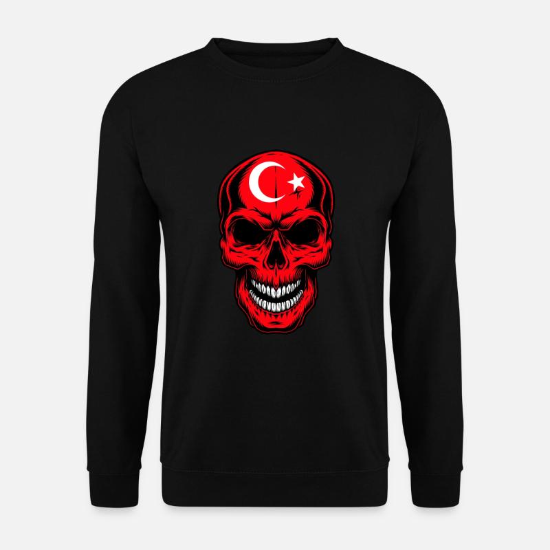 Türkei Flagge Schädel - Unisex Pullover - Schwarz