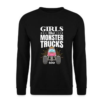Girls also like monster trucks girls monsters - Unisex Sweatshirt - black - Front - Alina (178cm) & Michal (187cm)