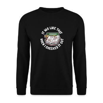 So sah es aus, als ich es überprüfte - Unisex Pullover - Schwarz - Vorne - Alina (178cm) & Michal (187cm)