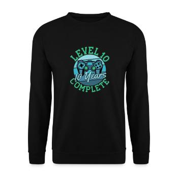 Level 10 Complete 10 Birthday 10 Years Gamer - Unisex Sweatshirt - black - Front - Alina (178cm) & Michal (187cm)