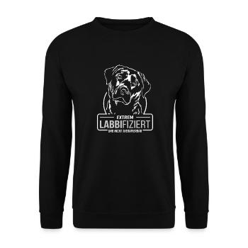 LABBIFIZIERT Labrador Retriever Labbi Wilsigns - Unisex Pullover - Schwarz - Vorne - Alina (178cm) & Michal (187cm)