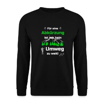 Wandern Spruch Geschenkidee - Unisex Pullover - Schwarz - Vorne - Alina (178cm) & Michal (187cm)