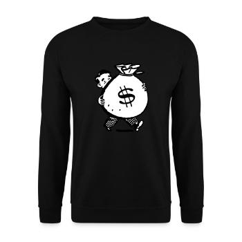 Money human gift idea sack big lot cartoon - Unisex Sweatshirt - black - Front - Alina (178cm) & Michal (187cm)