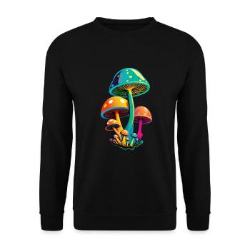 Magic Mushrooms Colorful - Bunte Magische Pilze - Unisex Sweatshirt - black - Front - Alina (178cm) & Michal (187cm)