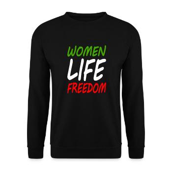 Women life freedom - Unisex Pullover - Schwarz - Vorne - Alina (178cm) & Michal (187cm)