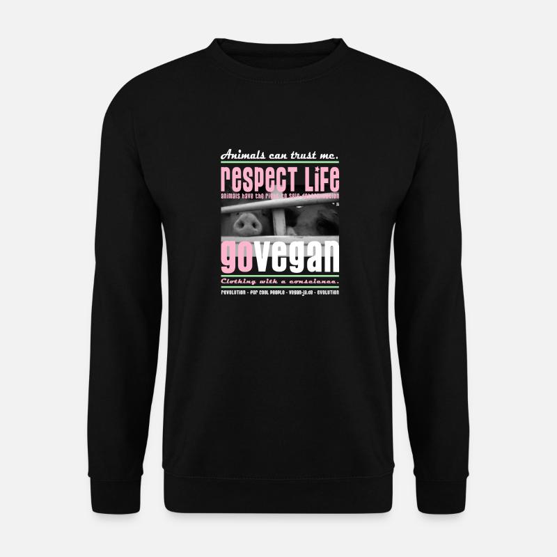 RESPECT LIFE - GO VEGAN - Unisex Pullover - Schwarz