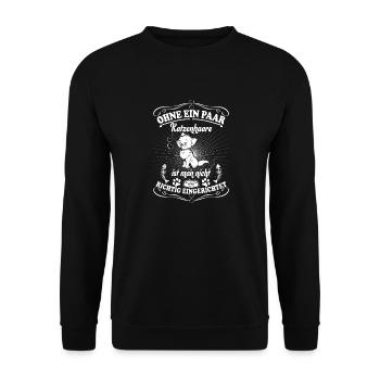 Katzenhaare - Unisex Pullover - Schwarz - Vorne - Alina (178cm) & Michal (187cm)