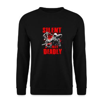 Silent But Deadly Bowhunting Bogenjagd Compound Bo - Unisex Pullover - Schwarz - Vorne - Alina (178cm) & Michal (187cm)