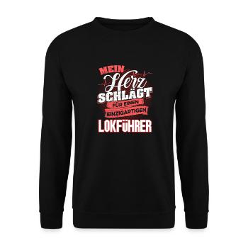 LOKFÜHRER - Mein Herz schlägt - Unisex Pullover - Schwarz - Vorne - Alina (178cm) & Michal (187cm)