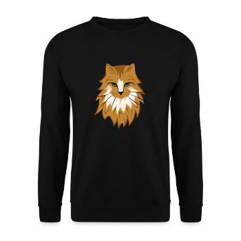 Braune Katze - Unisex Pullover - Schwarz - Vorne - Alina (178cm) & Michal (187cm)